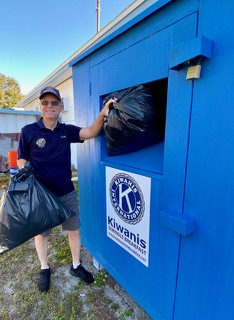 David deposits bags of clothing in our box at Seminole United Methodist Church, Seminole.