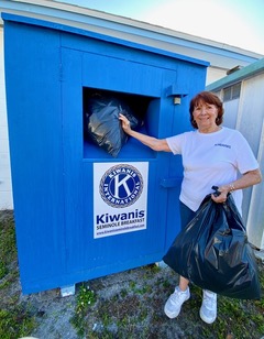 Charlene fills our clothing box at Seminole United Methodist Church, Seminole.