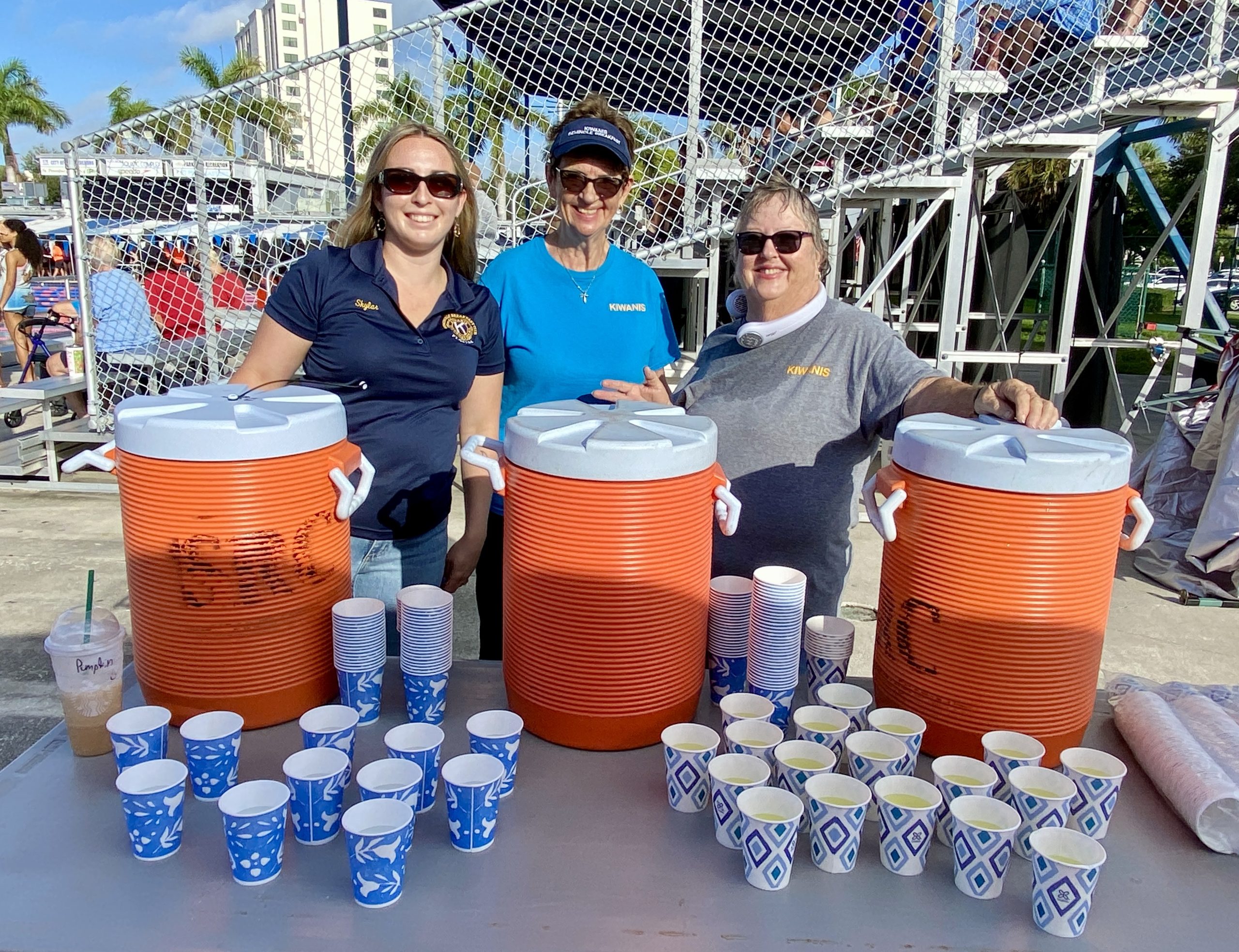 IMG_2324 Kiwanis Club of Seminole Breakfast members Skyler, Linda, and Leah served drinks, hot dogs, chips, and snacks to athletes, coaches, and volunteers at the 2026 Special Olympics Swimming Event.