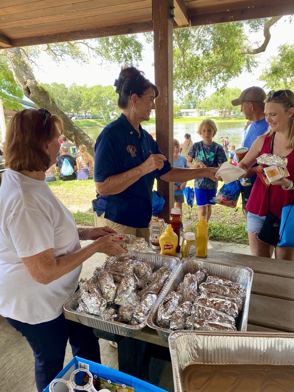 Kids Appreciation Day - Serving Hotdogs Kiwanis Club of Seminole Breakfast volunteers served free hot dogs, chips, snacks, and drinks to children and families at the 2026 Kids Appreciation Day event at the City of Seminole Park.